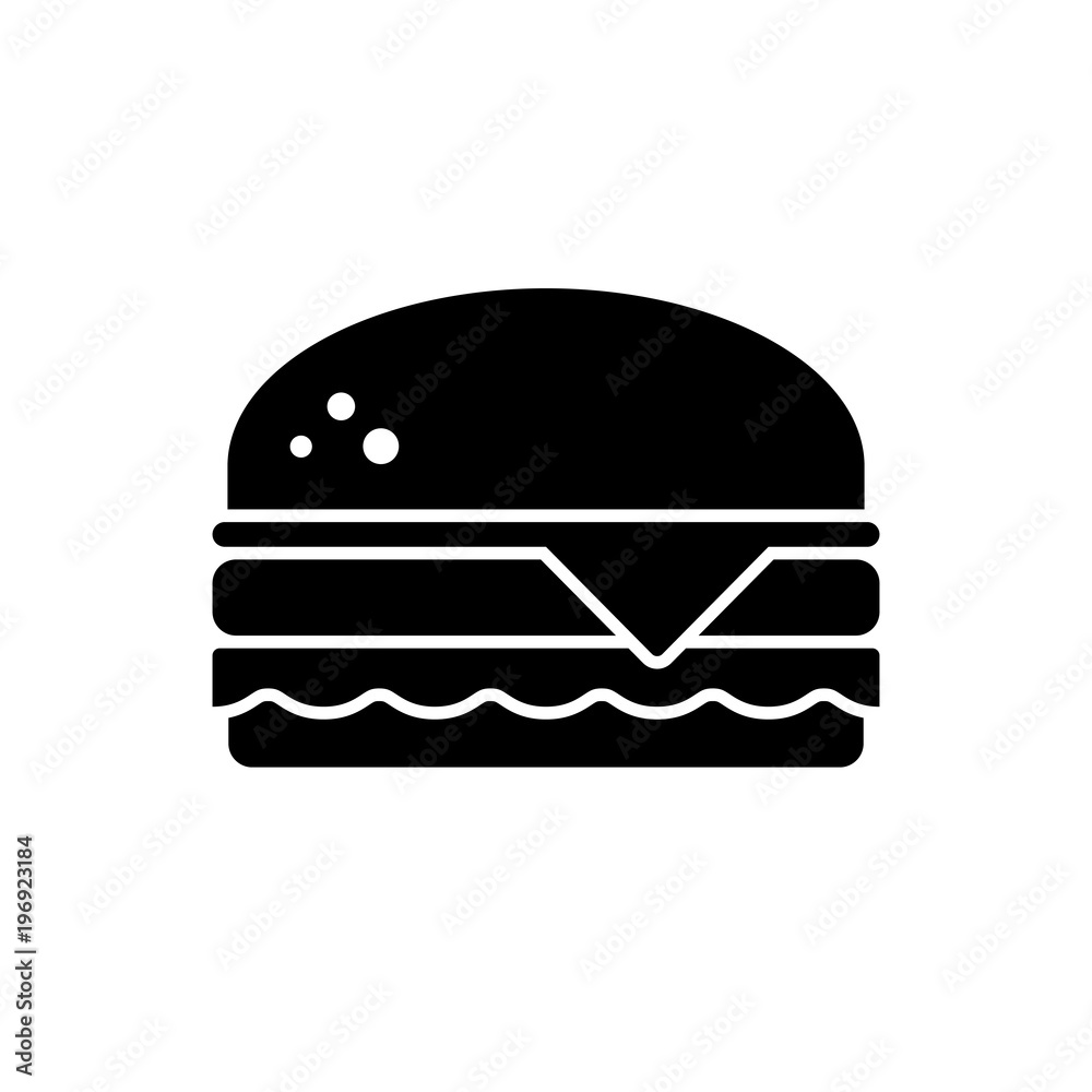 vochtigheid Om te mediteren hoog Burger icon. Black, minimalist icon isolated on white background. Hamburger  simple silhouette. Web site page and mobile app design vector element.  Stock Vector | Adobe Stock