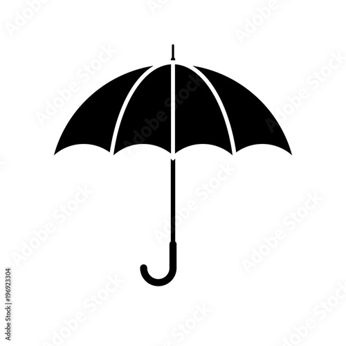 Umbrella icon. Black, minimalist icon isolated on white background. Umbrella simple silhouette. Web site page and mobile app design vector element. photo