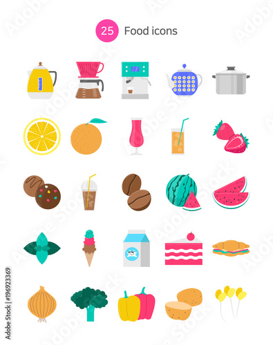 Food and drink icons set. photo