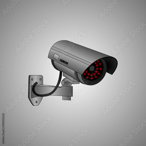 Security surveillance camera. Vector video camera. 3D surveillance camera.