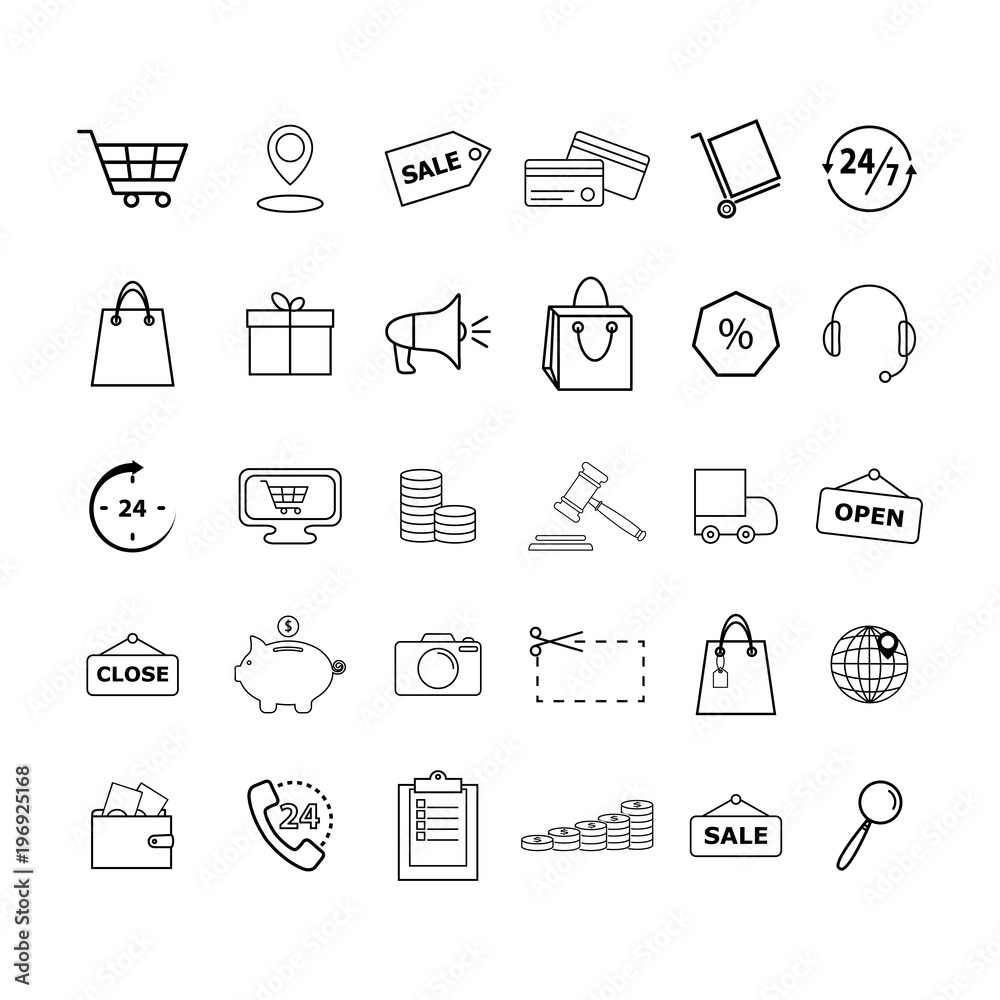 Set shopping icons