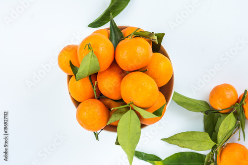 Mandarin oranges on white background