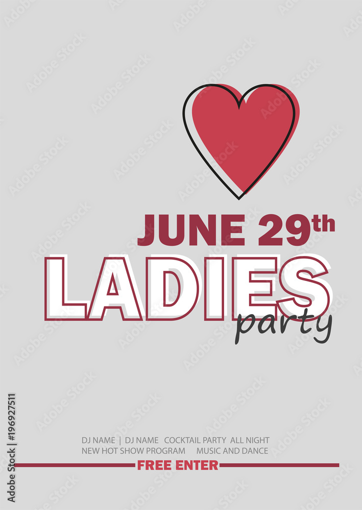 Template for Ladies night party with line sign - vector illustration