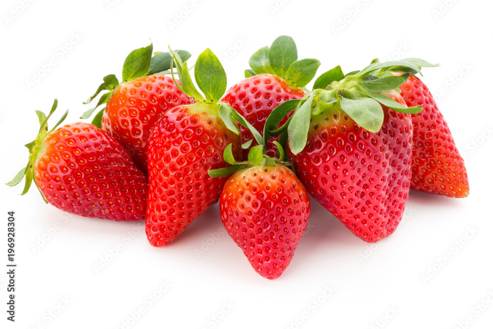 Fresh strawberries close up on white background. Fresh strawberries close up on white background.
