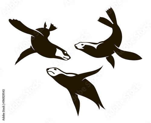 collection of sea seal silhouettes