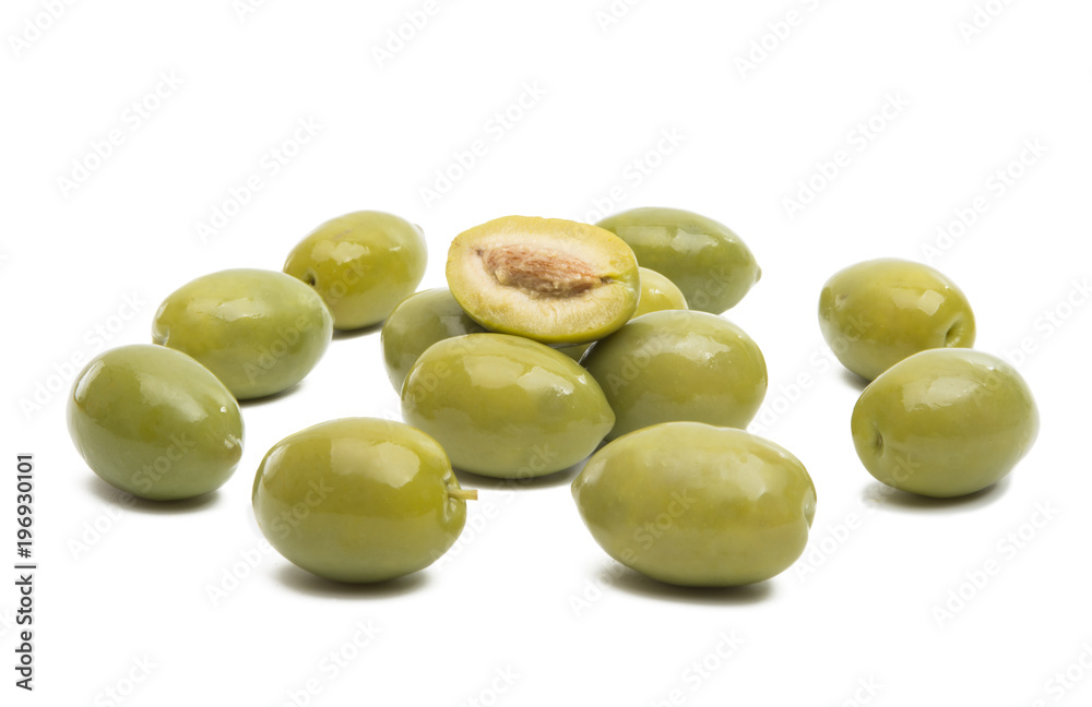 green olives isolated green olives isolated