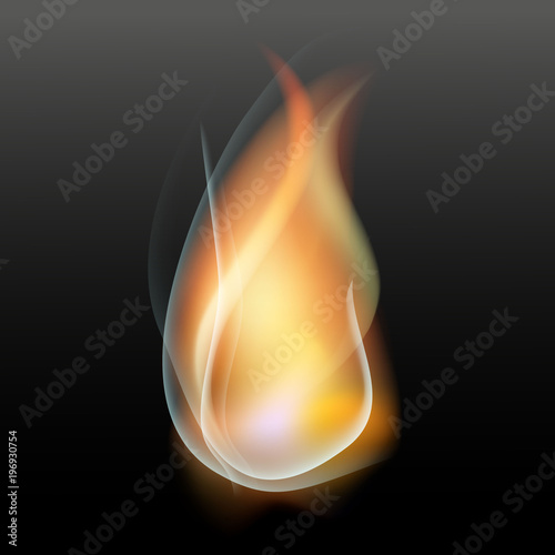 Vector eps 10 isolated transparent effect of realistic flame. Fire illustration, candle light, burning, hot, devouring element, match