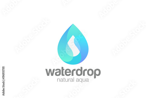 Water droplet Logo vector. Aqua Cosmetics SPA. Drop wave icon