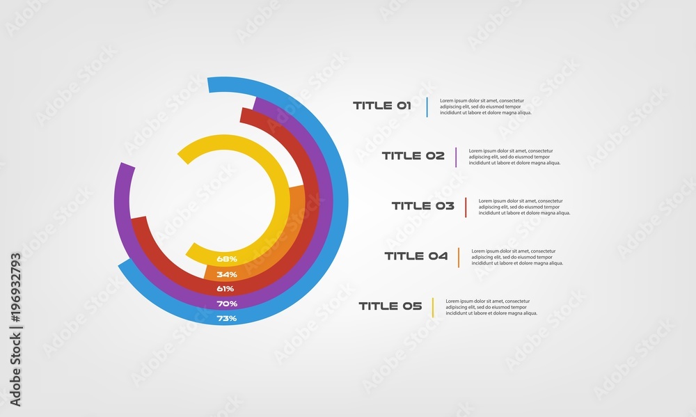 Circular chart color infographics step by step in a series of circle ...