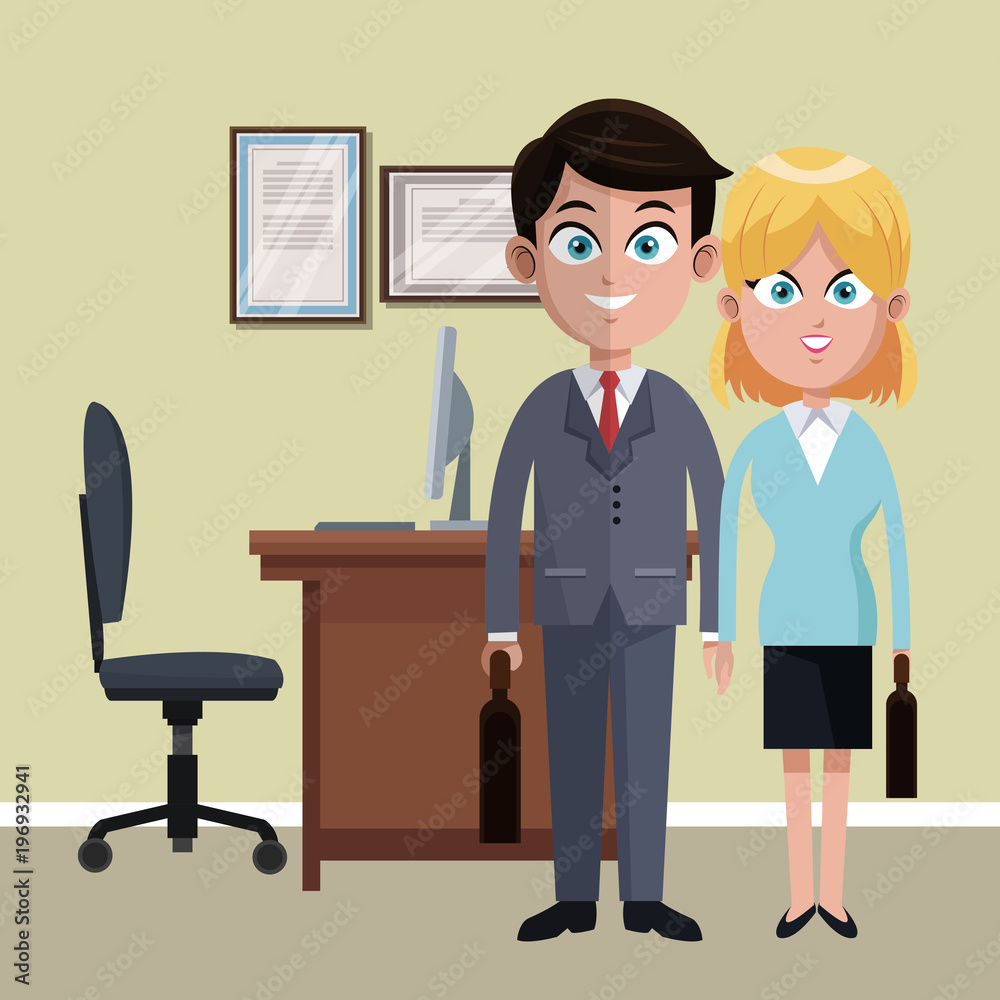 Coworkers at office cartoons vector illustration graphic design Coworkers at office cartoons vector illustration graphic design