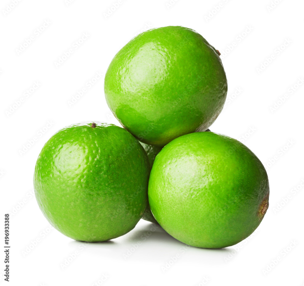 heap of ripe green limes isolated on white background heap of ripe green limes isolated on white background