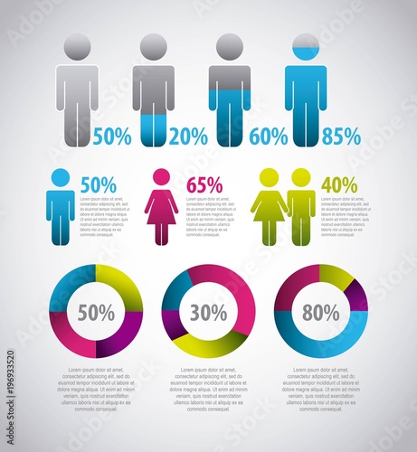 business statistics graph demographics population chart people modern infographic vector illustration