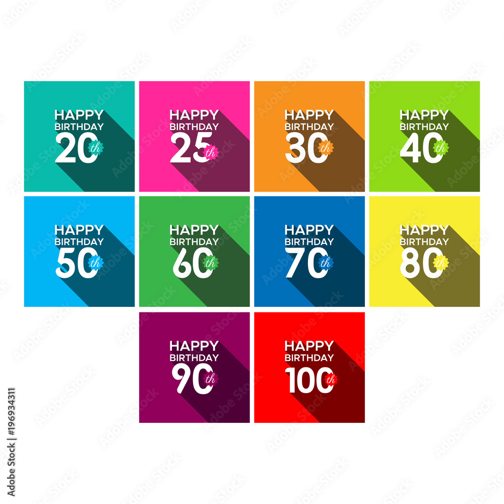 Fototapeta premium Happy 20th Birthday to Happy 100th Birthday