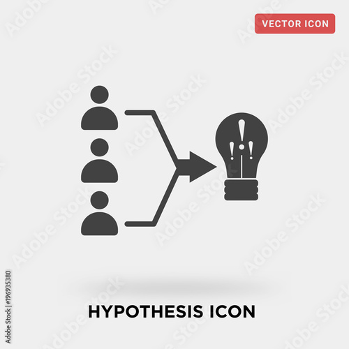 hypothesis icon on grey background, in black, enlightening and claiming, vector icon illustration