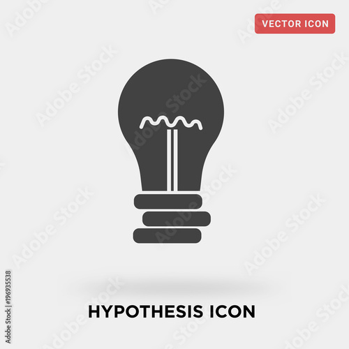 hypothesis icon on grey background, in black, enlightening and claiming, vector icon illustration