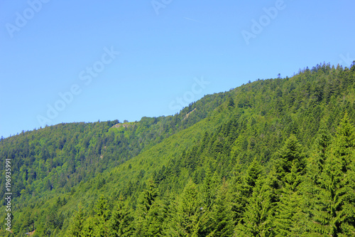 vue sur la montagne vosgiennes depuis la station de la bresse