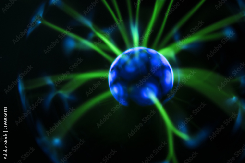 Obraz premium Electricity fire-ball. Abstract photo of electric waves.