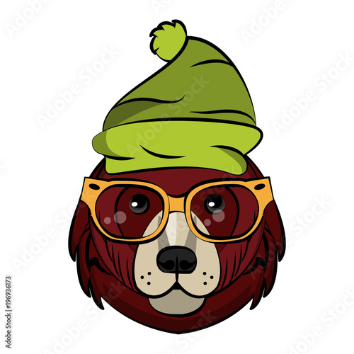 Cool hipster bear head cartoon vector illustration graphic design