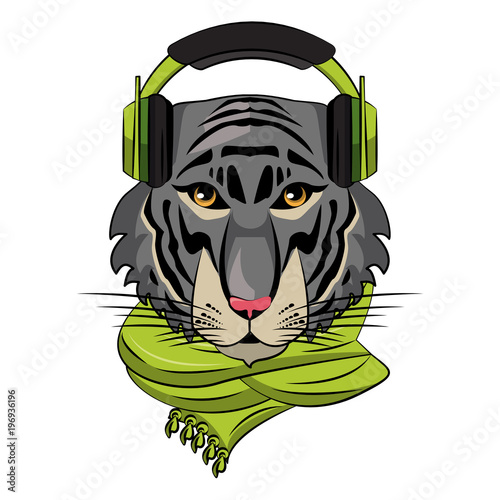 Cool hipster tiger head cartoon vector illustration graphic design