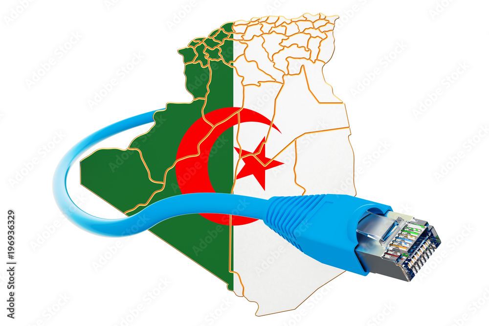 Naklejka premium Internet connection in Algeria concept. 3D rendering