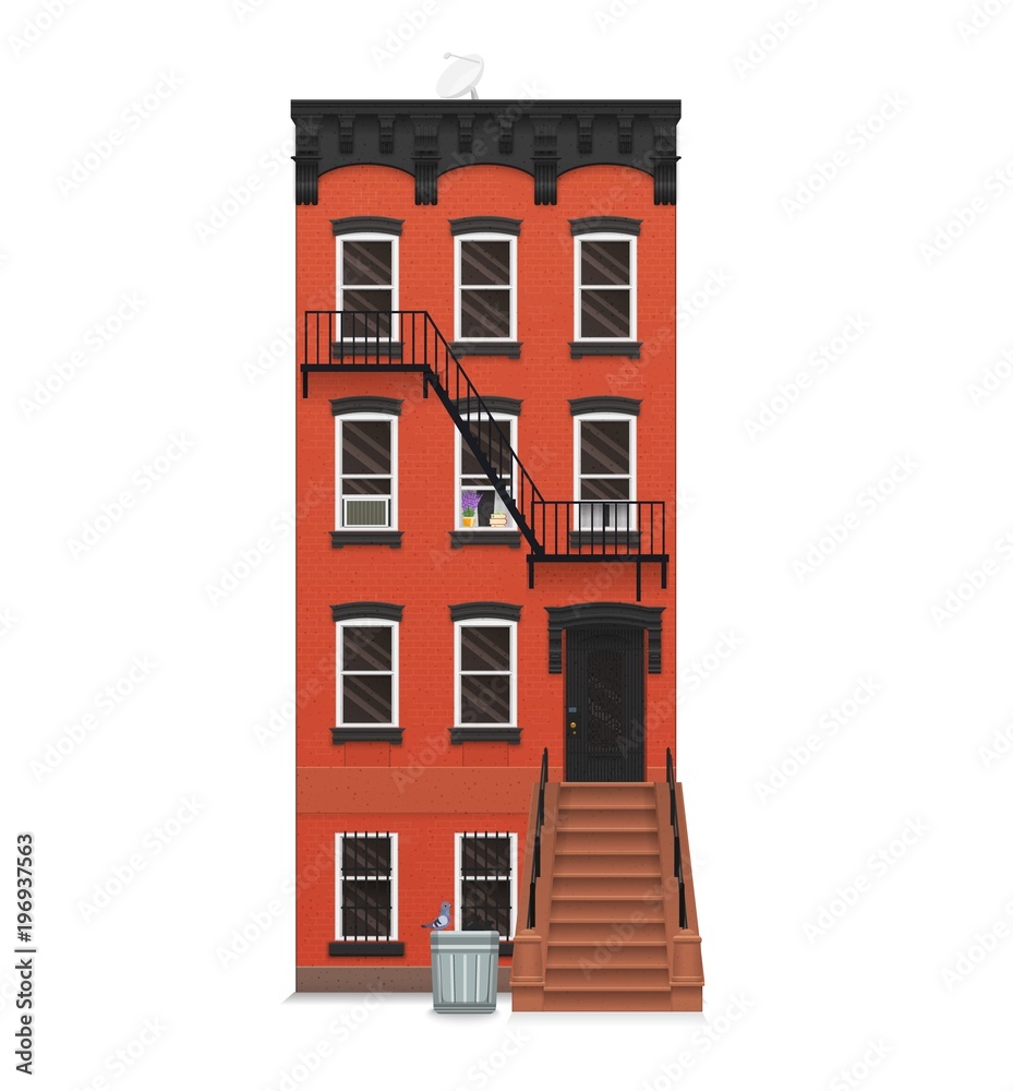 Illustration of a cozzy townhouse. Flat art style. Housing, real estate market, architecture design, property investment concept banner. Isolated on white