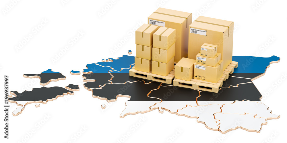 Fototapeta Shipping and Delivery from Estonia concept, 3D rendering