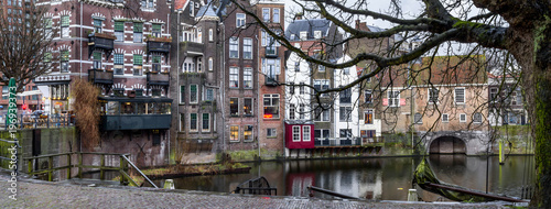 Cityscape  panorama  banner - view of the city Rotterdam and its old district Delfshaven  South Holland  The Netherlands