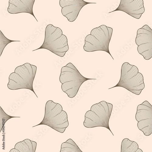 Ginkgo leaves seamless vector pattern.