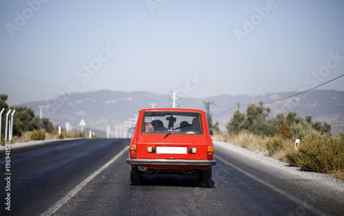 Red Station Wagon Car On The Road