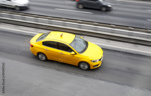 Yellow Taxi Blurred Motion