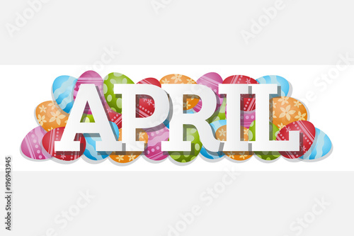 April Single Word Easter Eggs Banner Vector Illustration 2