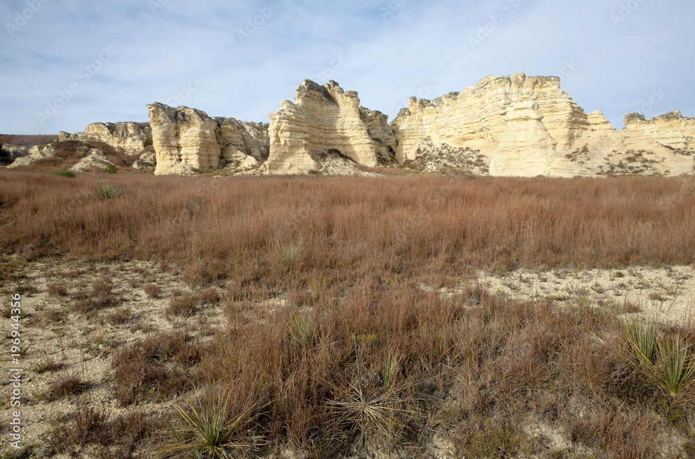 View of the Castle Rock formations in Gove, County, Kansas, US,2017.