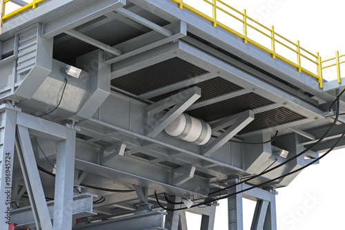 Land rig metal industry equipment, close view. 3D rendering