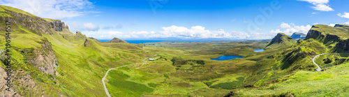 Photo Wide panorama of Quiraing, one of the most famous landscape of Isle of Skye, Sco