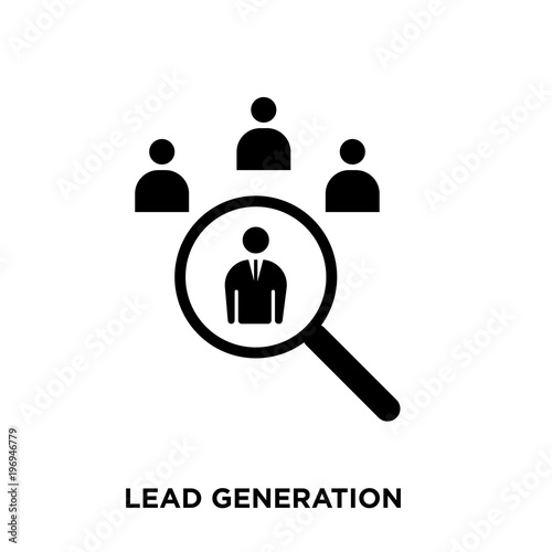 lead generation  icon on white background, in black, vector icon illlustration