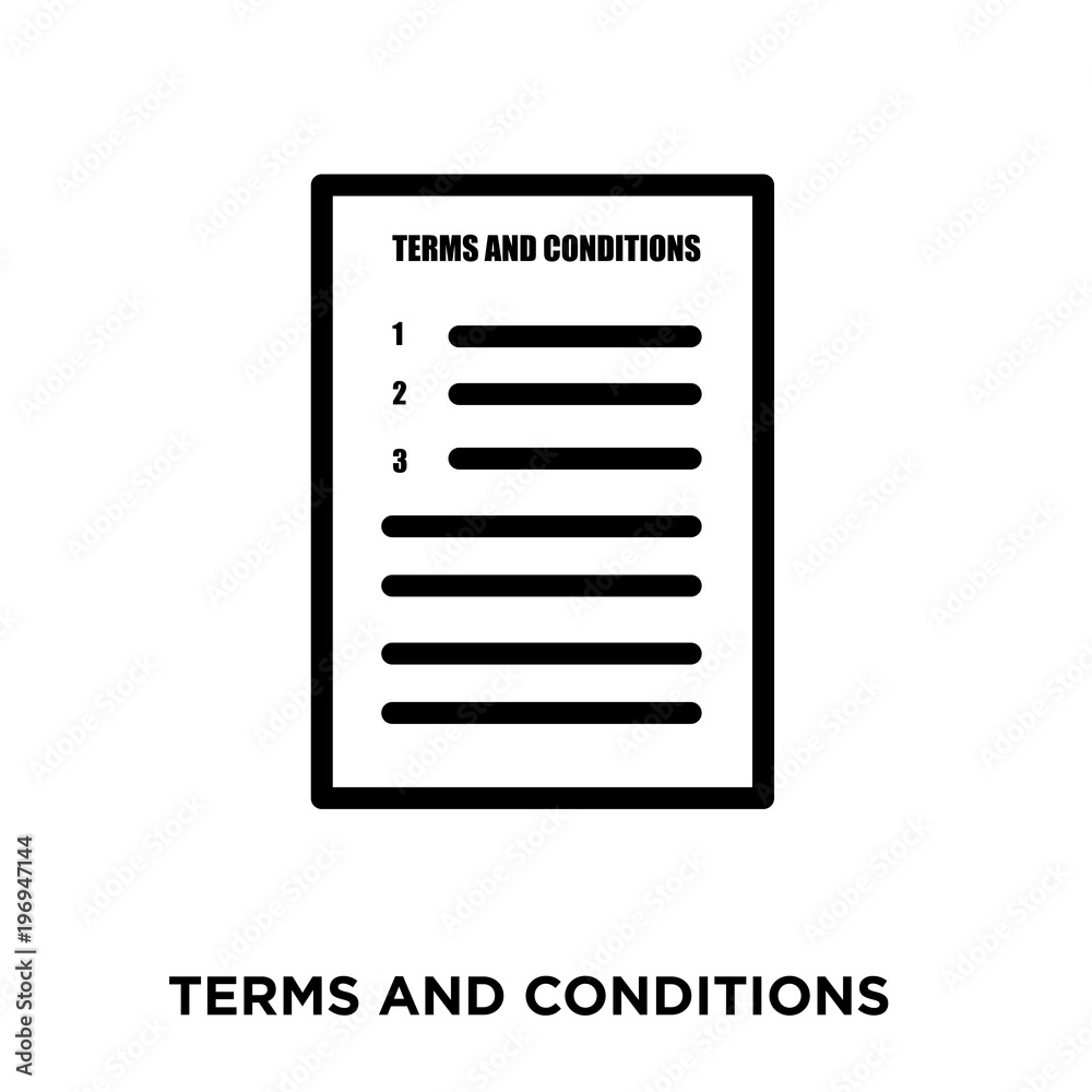 terms and conditions  icon on white background, in black, vector icon illustration