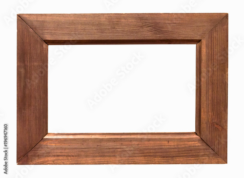 Dark wooden picture frame on white backround
