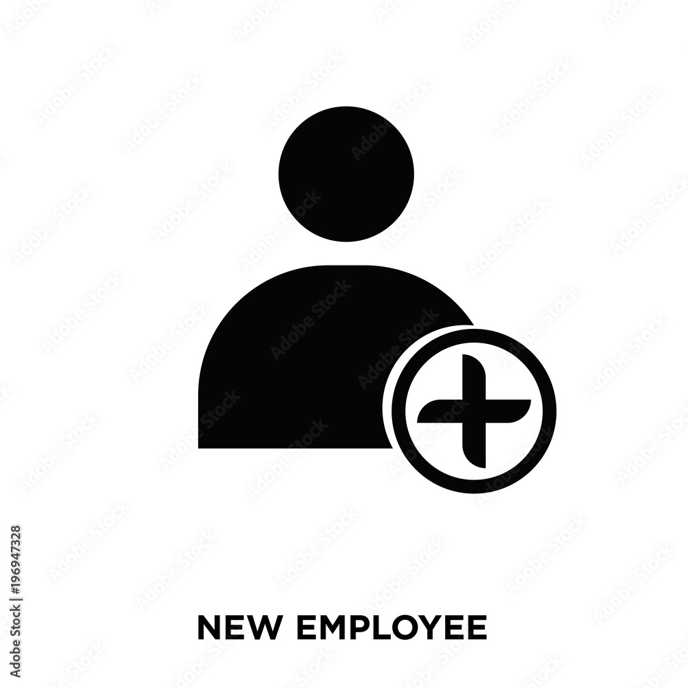 new employee icon on white background, in black, vector icon illustration new employee icon on white background, in black, vector icon illustration