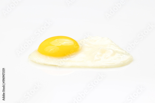 scrambled eggs on white background.