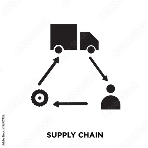 supply chain icon on white background, in black, vector icon illusration