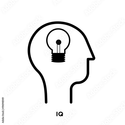 IQ icon on white background, in black, vector icion illlustration photo