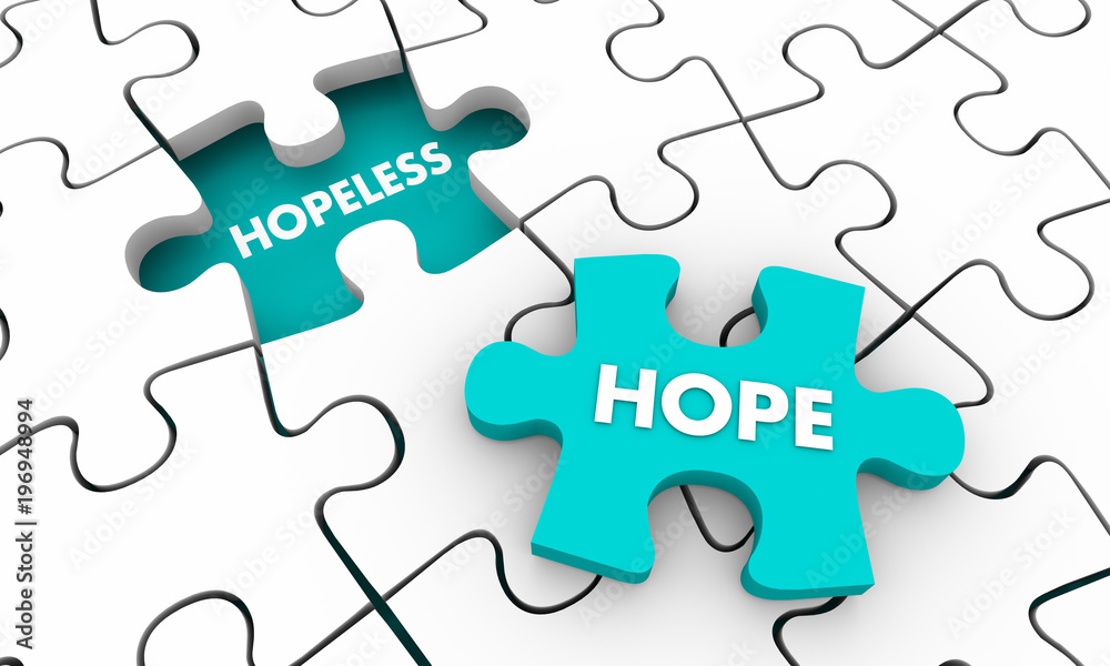 Fototapeta premium Hope for the Hopeless Puzzle Piece 3d Illustration