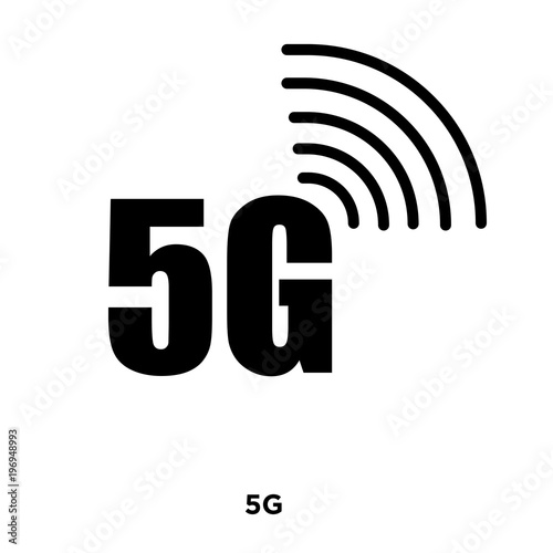 5g icon on white background, in black, vector icon illustration
