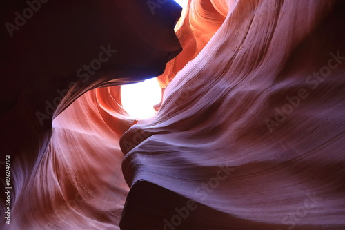 Tunnel of light in slot canyon