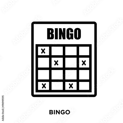 bingo icon on white background, in black, vector icon illustration