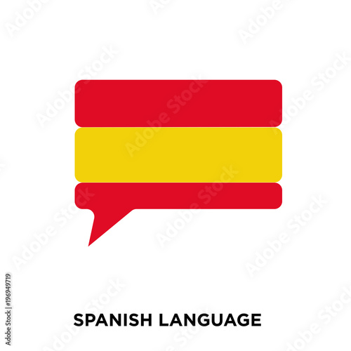 spanish language icon on white background, in colors of spanish flag, vector icon illustration