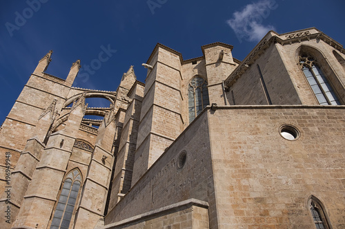 Side views of cathedral in Mallorca, Spain