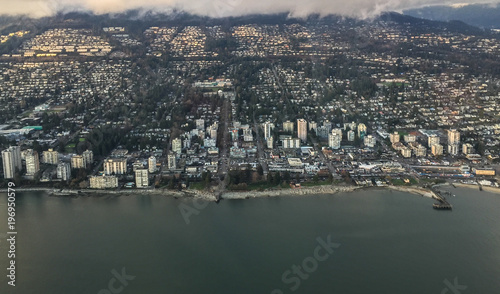 Birdseye City and Ocean Aerial View from Seaplane © JOHN