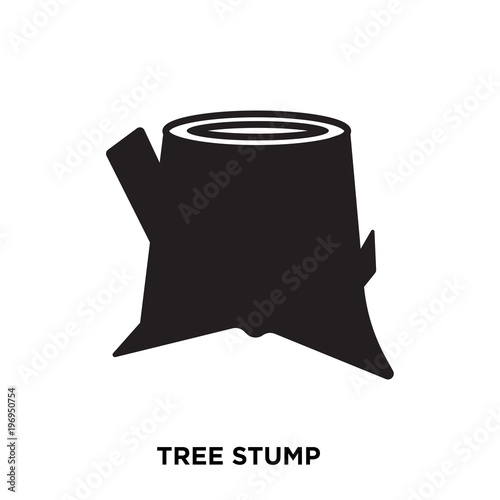 tree stump icon on white background, in black, vector icon illustration
