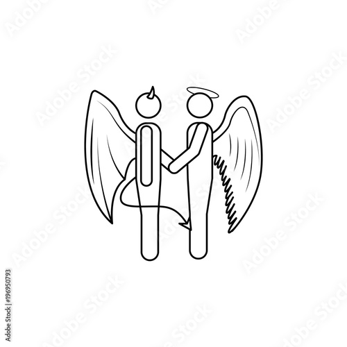 the handshake of an angel and a demon icon. Element of angel and demon icon for mobile concept and web apps. Thin line  icon for website design and development, app development